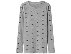 Name It top gray melange with bow print viscose